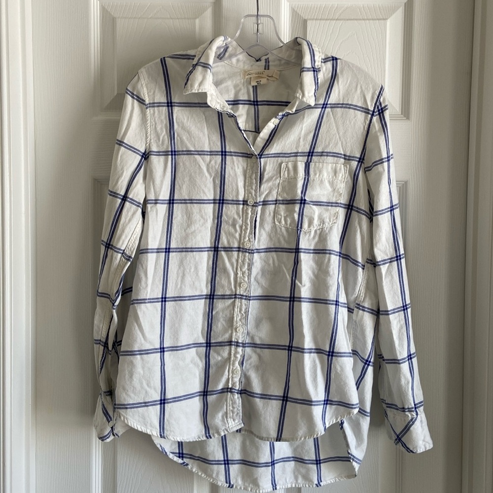 White and blue button down shirt
